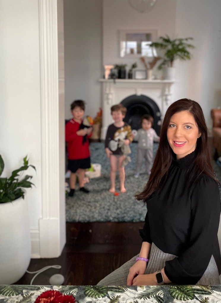 Valerie at home with her children